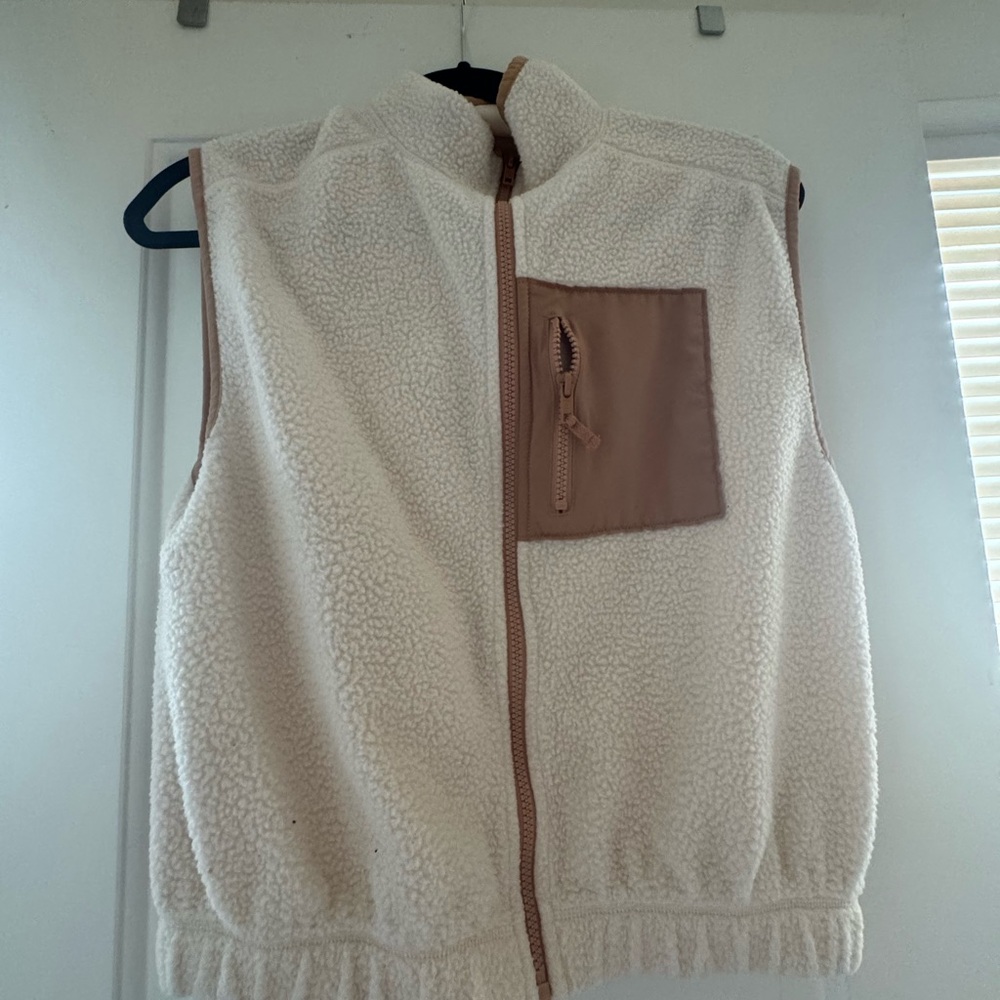 Cream and Tan Sherpa Vest